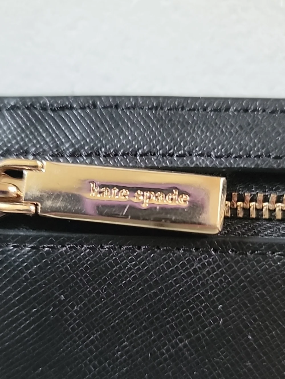 kate spade Black Saffiano Wallet with Gold Logo